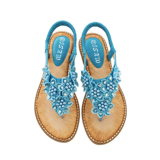 Floral Beaded Wedge Sandals - Image 8