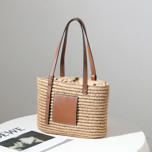 Bohemian Straw Splice Leather Women Shoulder Bag - Image 4