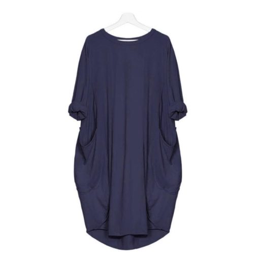Solid Color Mini Dress with Pockets - Image 6