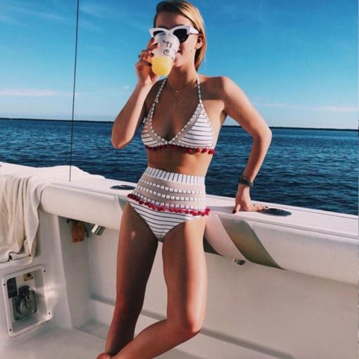 Plavky Halter Retro High Waist Bikini