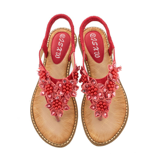 Floral Beaded Wedge Sandals - Image 5