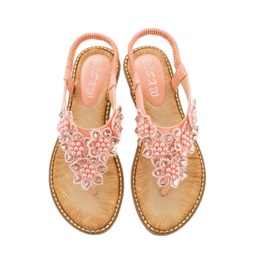 Floral Beaded Wedge Sandals - Image 4