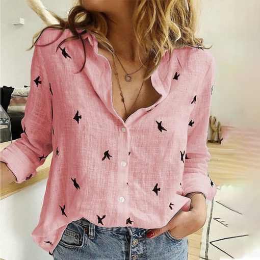 Birds Print Button-Up Shirt - Image 8