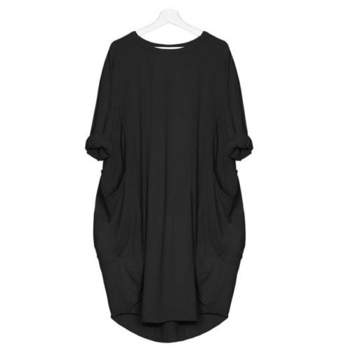 Solid Color Mini Dress with Pockets - Image 7