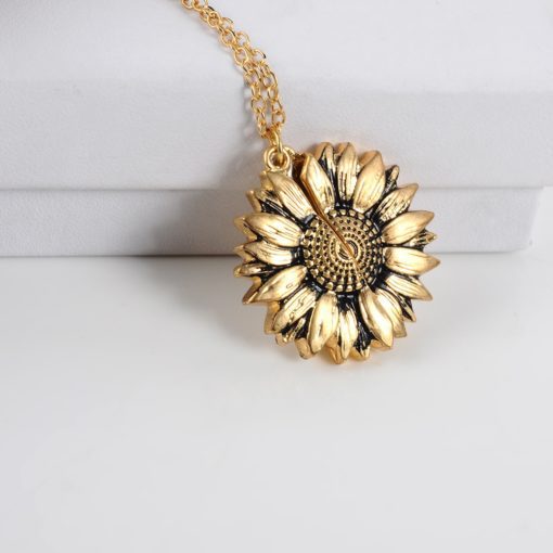 Vintage "You Are My Sunshine" Sunflower Locket Necklace - Image 2