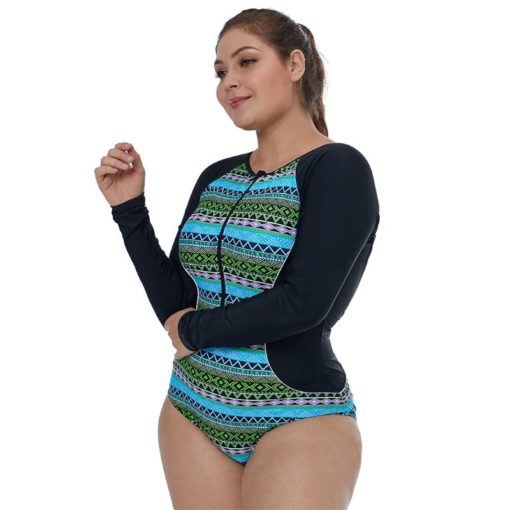 One Piece Bohemian Geometric Snorkeling & Surfing Swimsuit - Image 4