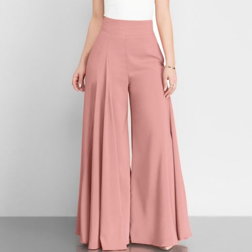 Women Elegant High Waist Wide Leg Pants Spring Vintage Flare Trousers Casual Solid Zipper Pantalon Female Palazzo - Image 6