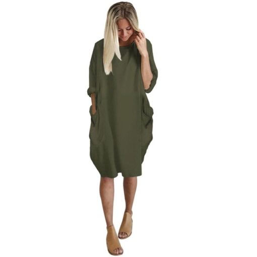 Solid Color Mini Dress with Pockets - Image 8