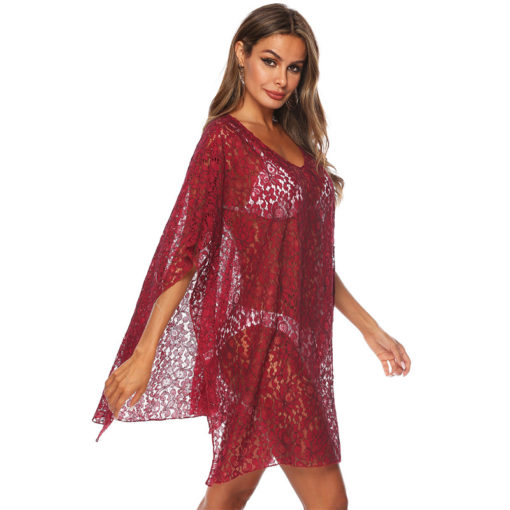 Elegant Lace See-Through Beach Cover-Up Dress - Image 3