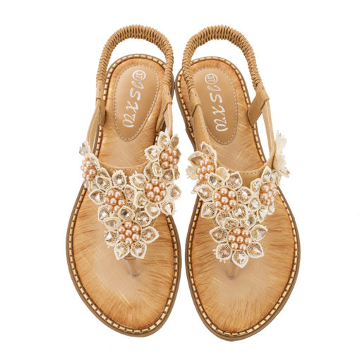 Floral Beaded Wedge Sandals - Image 6