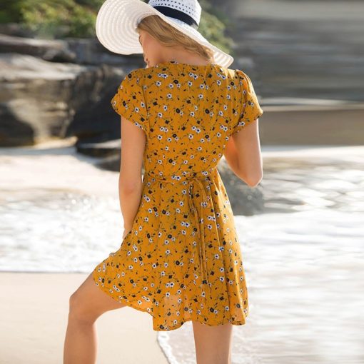 Orange Wrap Beach Dress - Image 3