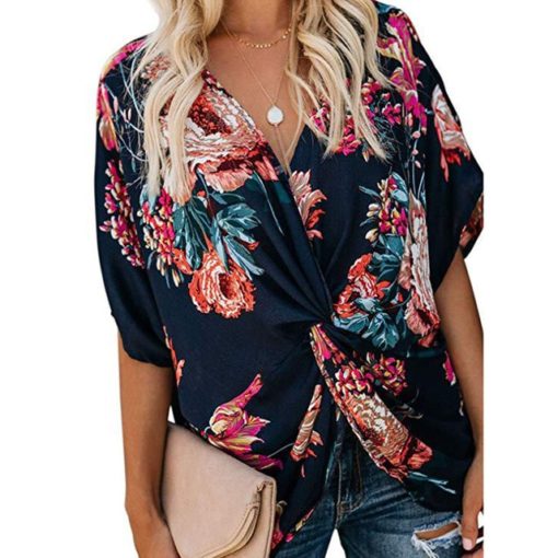 Concise Bohemia Style Women's Floral Printed V Neck - Image 8