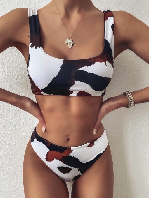 Cow Print Two-Piece Bikini - Image 2