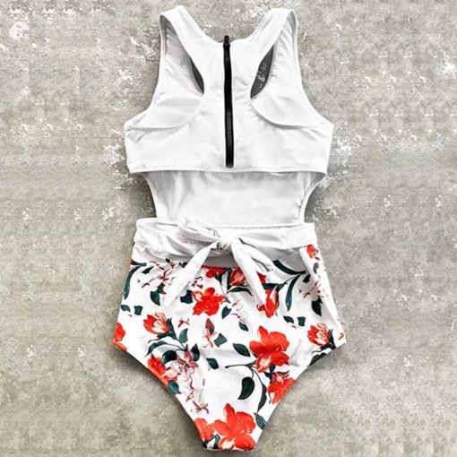 Back Zipper Swimming Solid Color One Piece Jumpsuit - Image 3