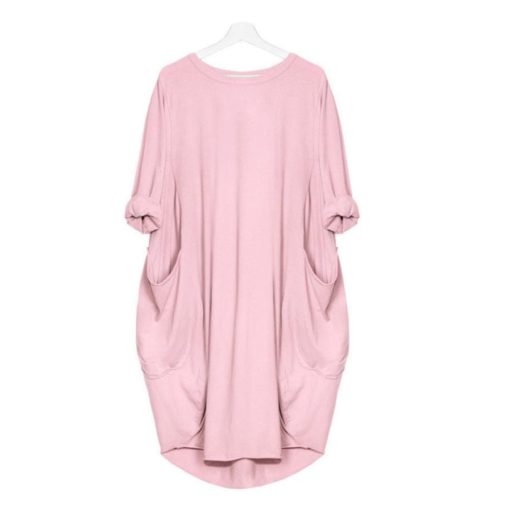 Solid Color Mini Dress with Pockets - Image 5