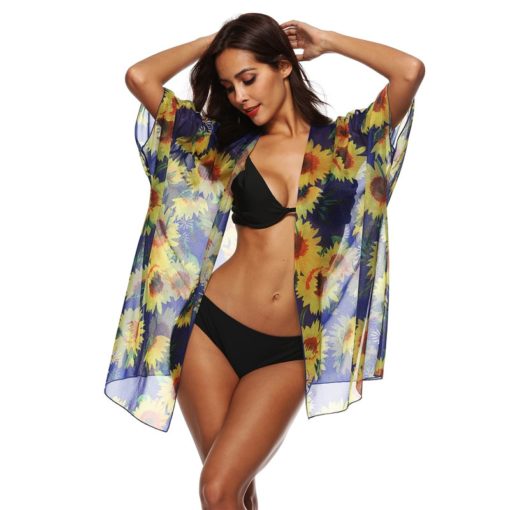 Sunflower Print Sheer Cover-Up - Image 2