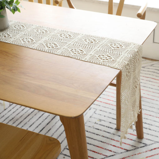 Vintage Table Flag Lace Crochet Hollow Polyester Cotton Tassel Placemat - Image 5