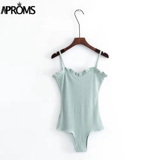 Ruffles Ribbed Knitted Bodysuit Romper / Jumpsuit - Image 8