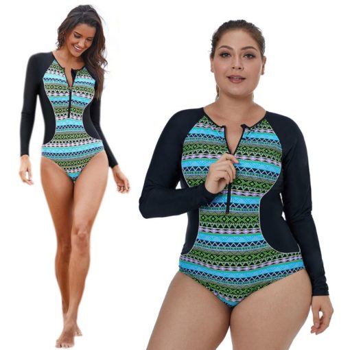 One Piece Bohemian Geometric Snorkeling & Surfing Swimsuit