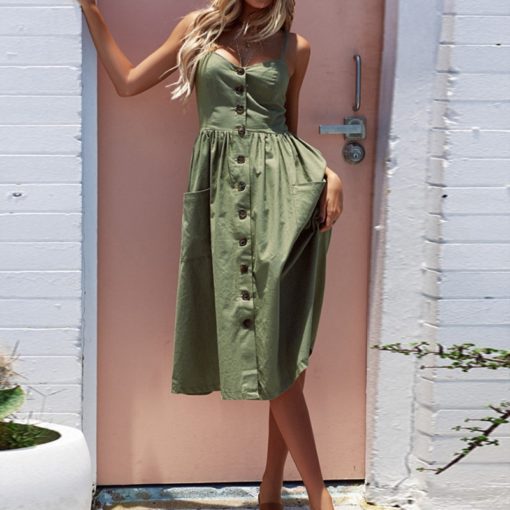 Vintage Sundress Backless Boho Beach Dress - Image 2