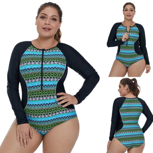 One Piece Bohemian Geometric Snorkeling & Surfing Swimsuit - Image 3