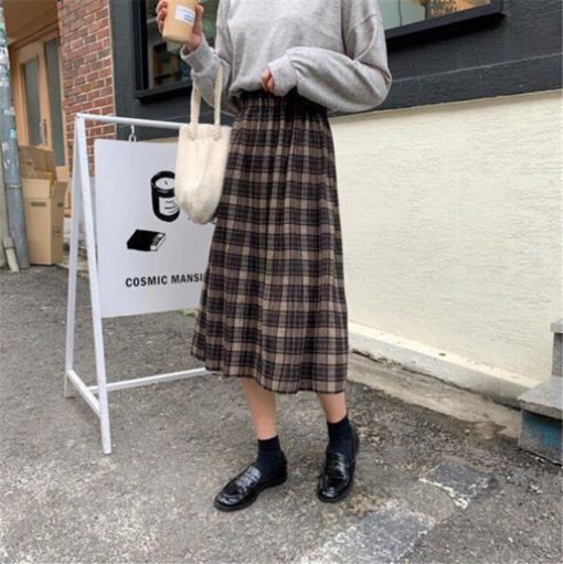 Vintage Pleated Plaid Skirt - Image 7