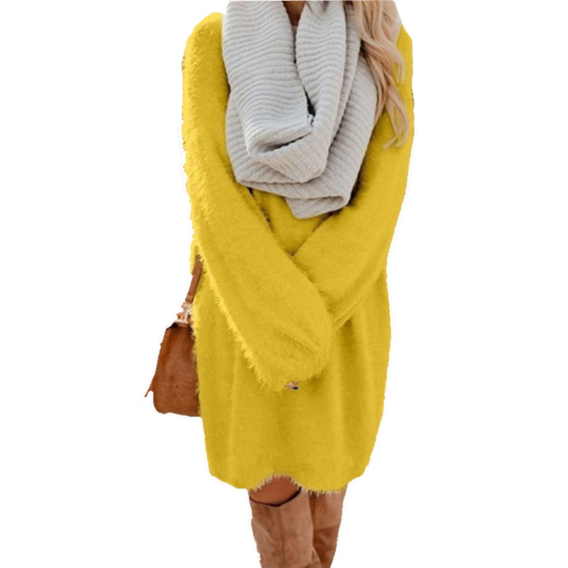 Cozy Pullover Sweater Dress with batwing sleeves in soft fleece fabric, perfect for fall and winter casual style.