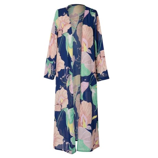 Kimono Cardigan Floral Printed Long Sleeve Cover Up - Image 8