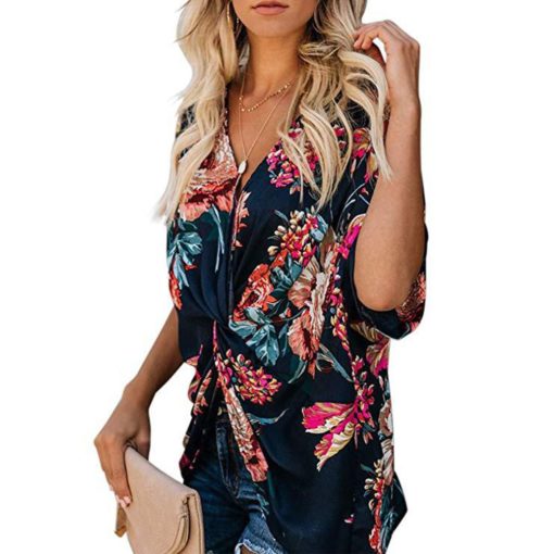 Concise Bohemia Style Women's Floral Printed V Neck - Image 4