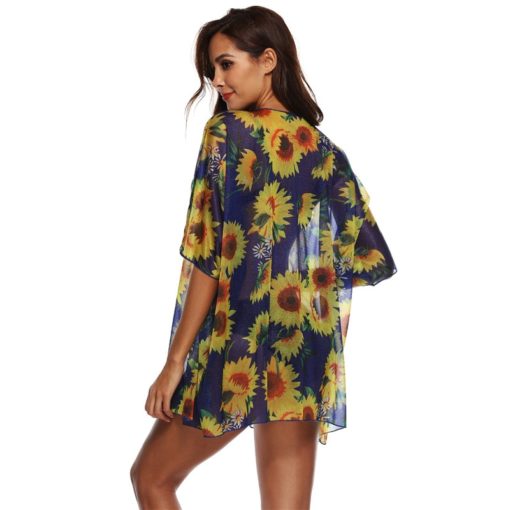 Sunflower Print Sheer Cover-Up - Image 3