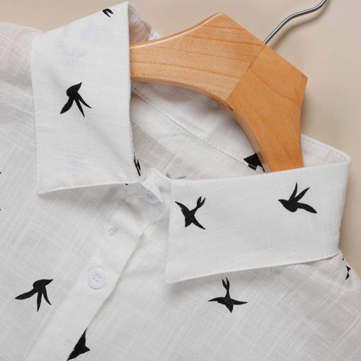 Birds Print Button-Up Shirt - Image 6