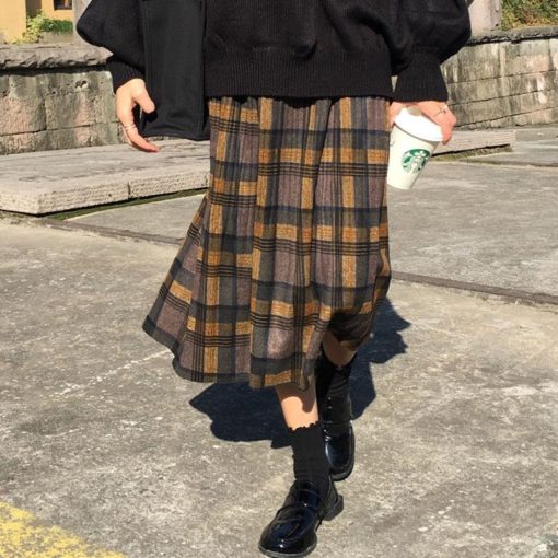 Vintage Pleated Plaid Skirt - Image 2