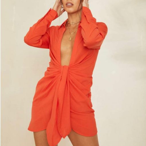 Deep V Neck Beach Boho Mini Dress Elegant Bandage Ruched - Image 3