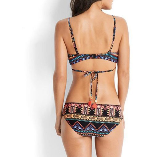 Floral Paisley Strappy Push-Up Bikini Set