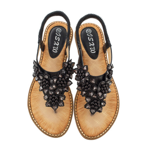 Floral Beaded Wedge Sandals - Image 9