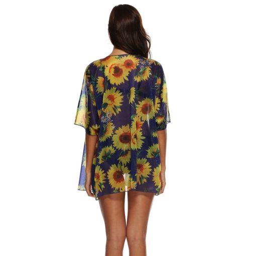 Sunflower Print Sheer Cover-Up - Image 6