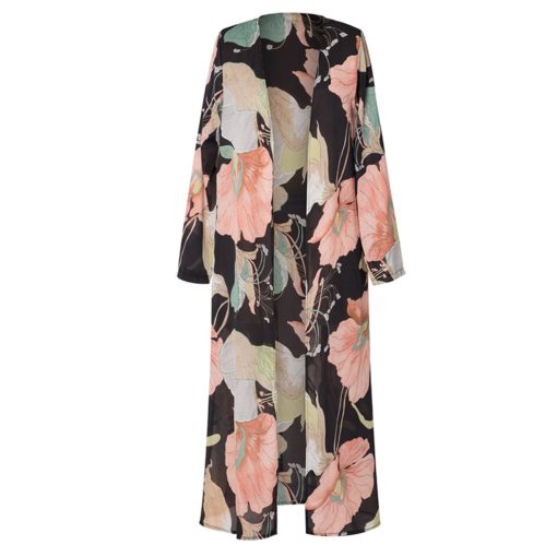 Kimono Cardigan Floral Printed Long Sleeve Cover Up - Image 6