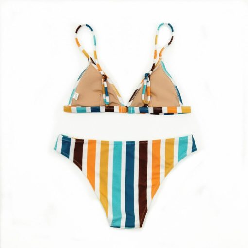 Rainbow Striped Print Bikini Set - Image 4