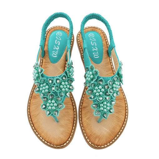 Floral Beaded Wedge Sandals - Image 7