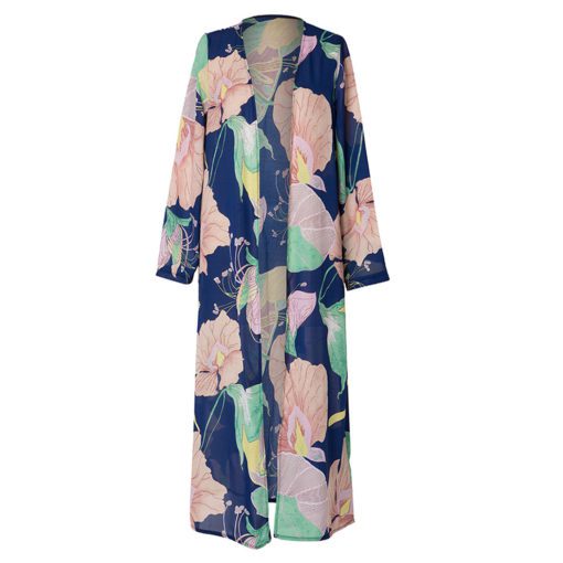 Kimono Cardigan Floral Printed Long Sleeve Cover Up - Image 5