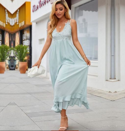 Lace Shoulder Strap Long Skirt Bohemian Dress - Image 5