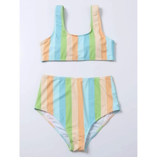 High Waist Bikini Sexy Striped - Image 5