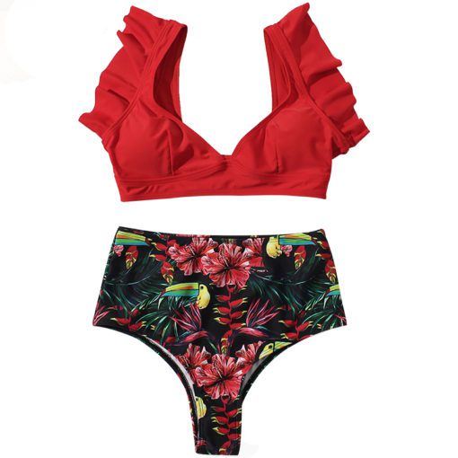 Floral Ruffled Hem Bikini - Image 8
