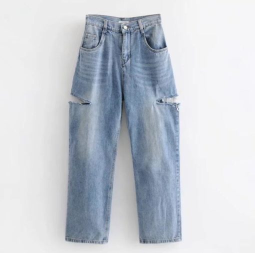 High-Waisted Cutout Wide-Leg Jeans - Image 3