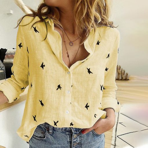 Birds Print Button-Up Shirt - Image 10