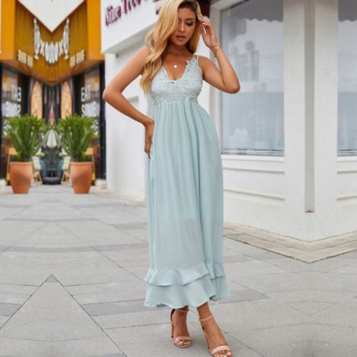 Lace Shoulder Strap Long Skirt Bohemian Dress - Image 2