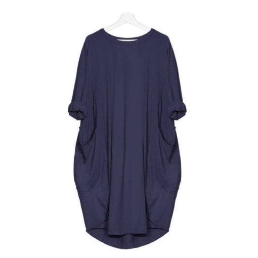 Solid Color Mini Dress with Pockets - Image 11