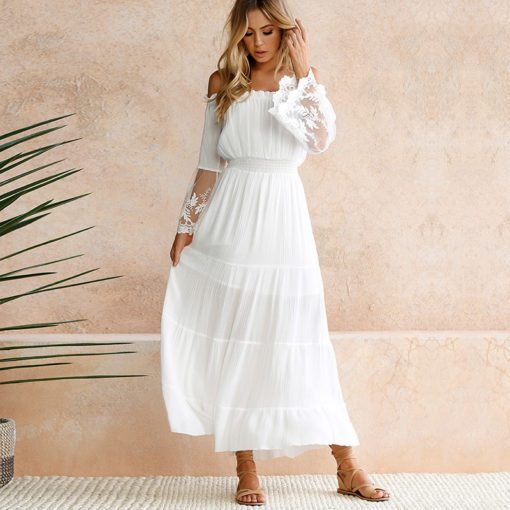 Summer Boho Off Shoulder Long Beach Dress