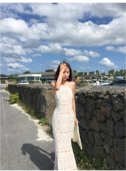 Seaside White Crochet Maxi Dress - Image 2