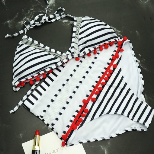 Plavky Halter Retro High Waist Bikini - Image 3